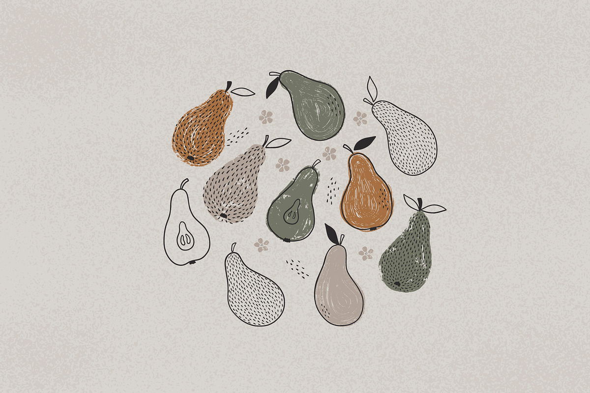 Tasty pears. Hand-drawn fruit., a Pattern Graphic by Alona Savchuk (Photo 3 of 6)