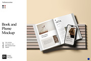 Book and phone mockup, a Product Mockup by Sweetdady (Thumbnail 1 of 3)