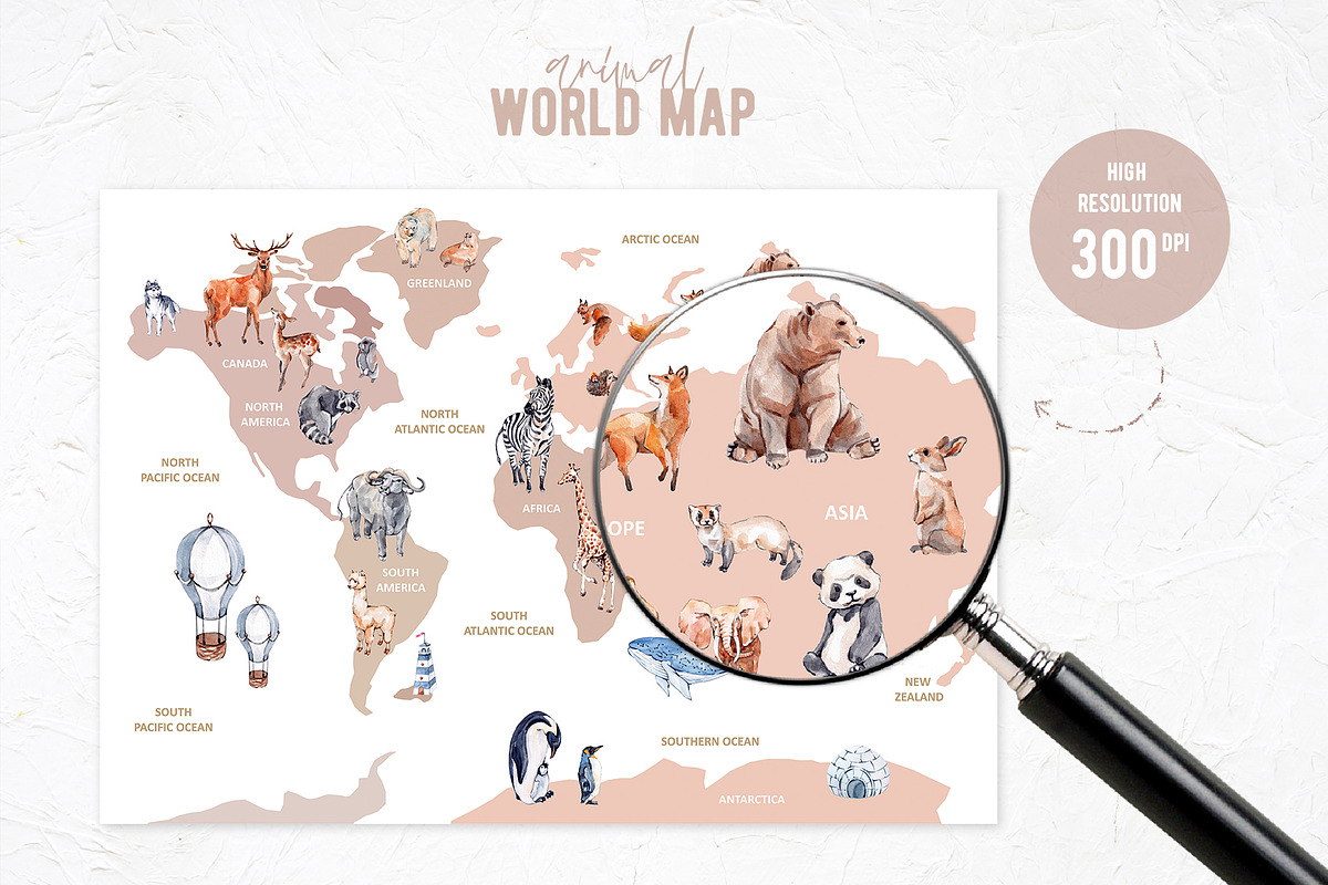 Animal World Map Creator 2, an Animal Illustration by VerAna (Photo 11 of 11)