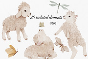 Cute Lambs Watercolor animal set, an Animal Illustration by ZabolotnaArt (Thumbnail 2 of 10)