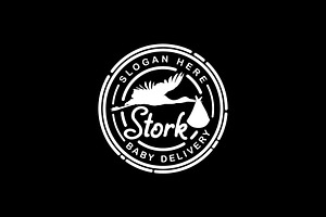 Stork Carrying New Born Baby Logo, a Branding & Logo Template by Atlantis X Nurman Arbai