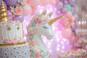 A cake featuring a unicorn head as t, a Photo by Iftikhar Alam