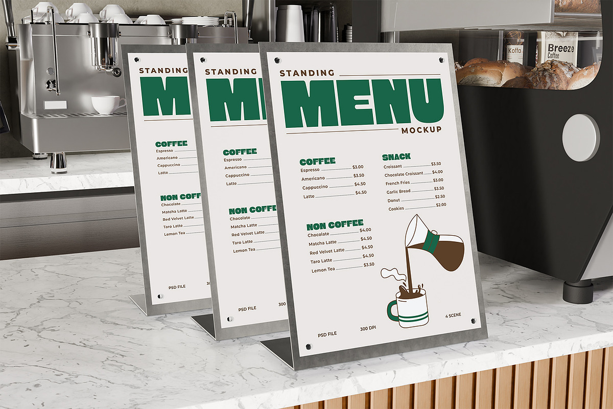 Standing Menu Mockup, an Advertising Mockup by Nathatype