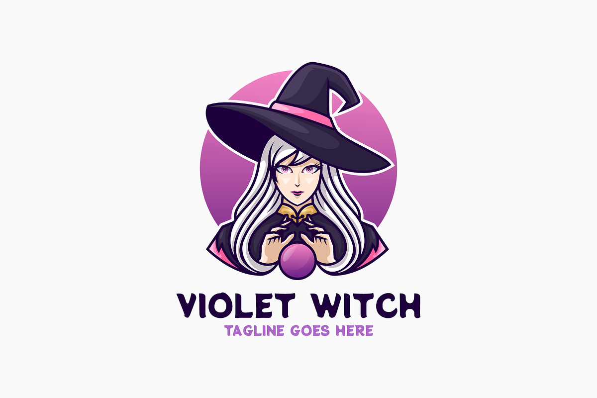 Violet Witch Mascot Cartoon Logo, a Branding & Logo Template by Artnivora.Std