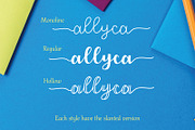 Allyca - Font Family, a Script Font by Masanis (Thumbnail 2 of 11)