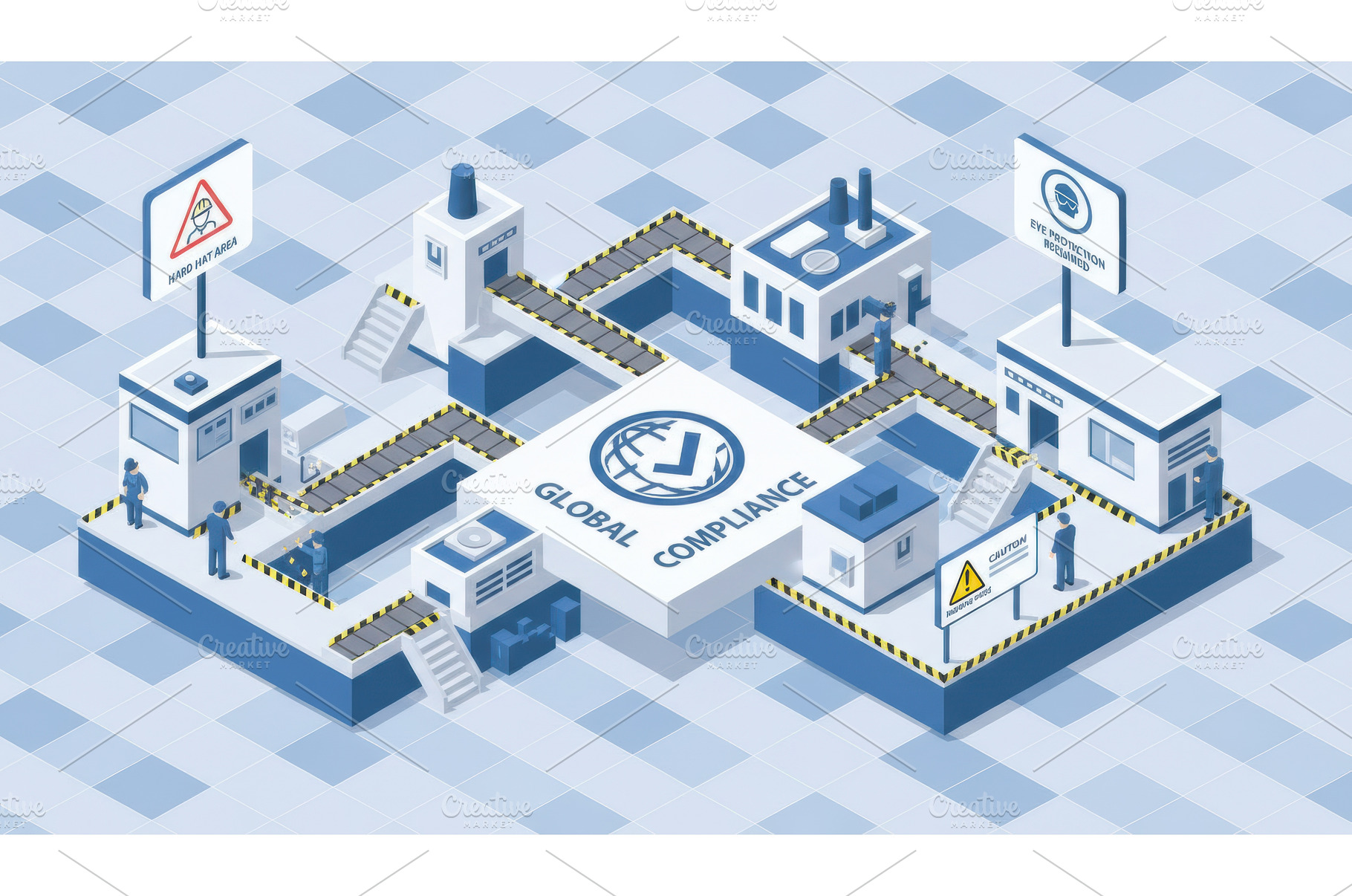 Isometric diagram of a factory, an Industrial Photo by Igor Tichonow