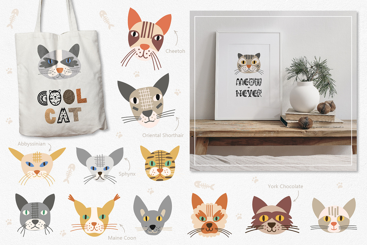 Cool Cats. Cliparts, Patterns, ABC., an Animal Illustration by DearLetters (Photo 4 of 17)