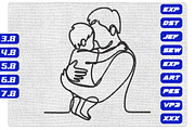 Father Hug Child Embroidery Minimal, an Illustration by Purpose Ekbal (Thumbnail 1 of 3)