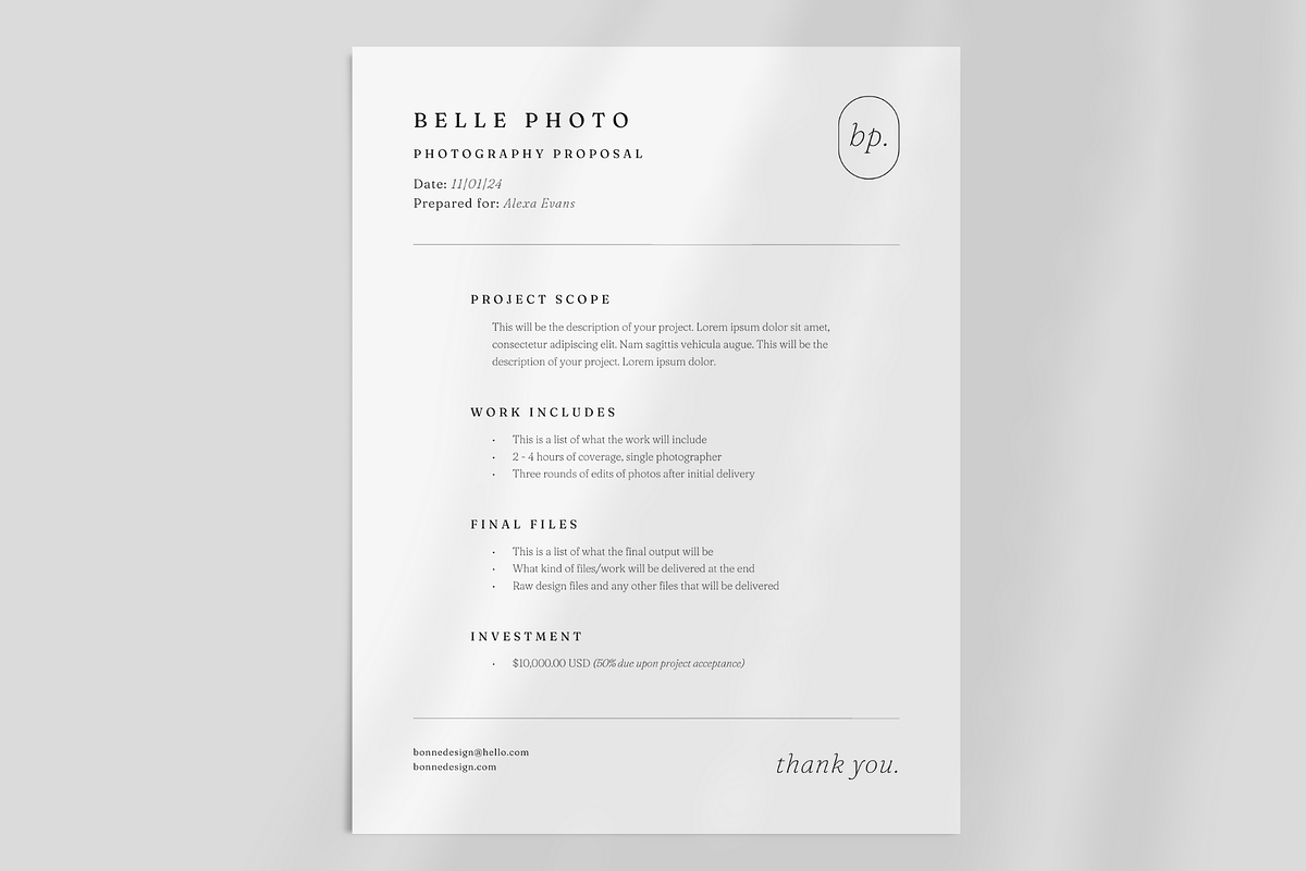 Photography Proposal Template Canva, a Marketing Template by frommakertomaker (Photo 3 of 6)