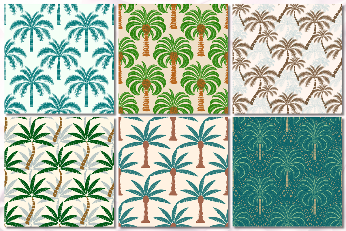 Tropical Palm Tree Seamless Patterns, a Pattern Graphic by wind mill