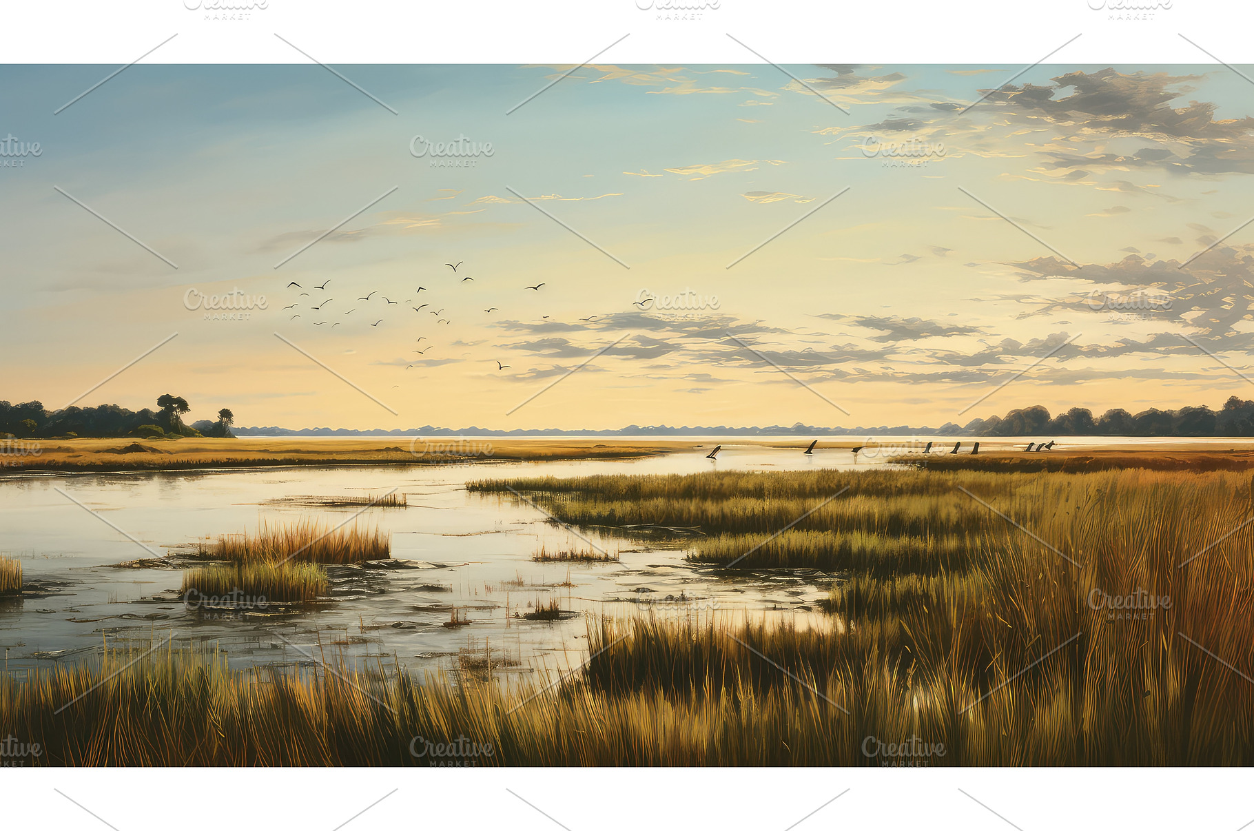 wetland estuarine marsh landscape ai, a Background Photo by pikepicture