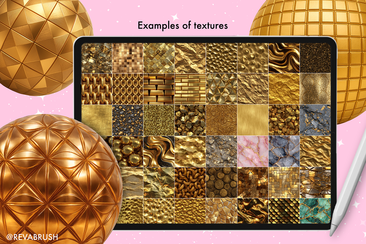 245 Procreate Gold texture brushes, a Brush Add-On by Revabrush (Photo 2 of 8)