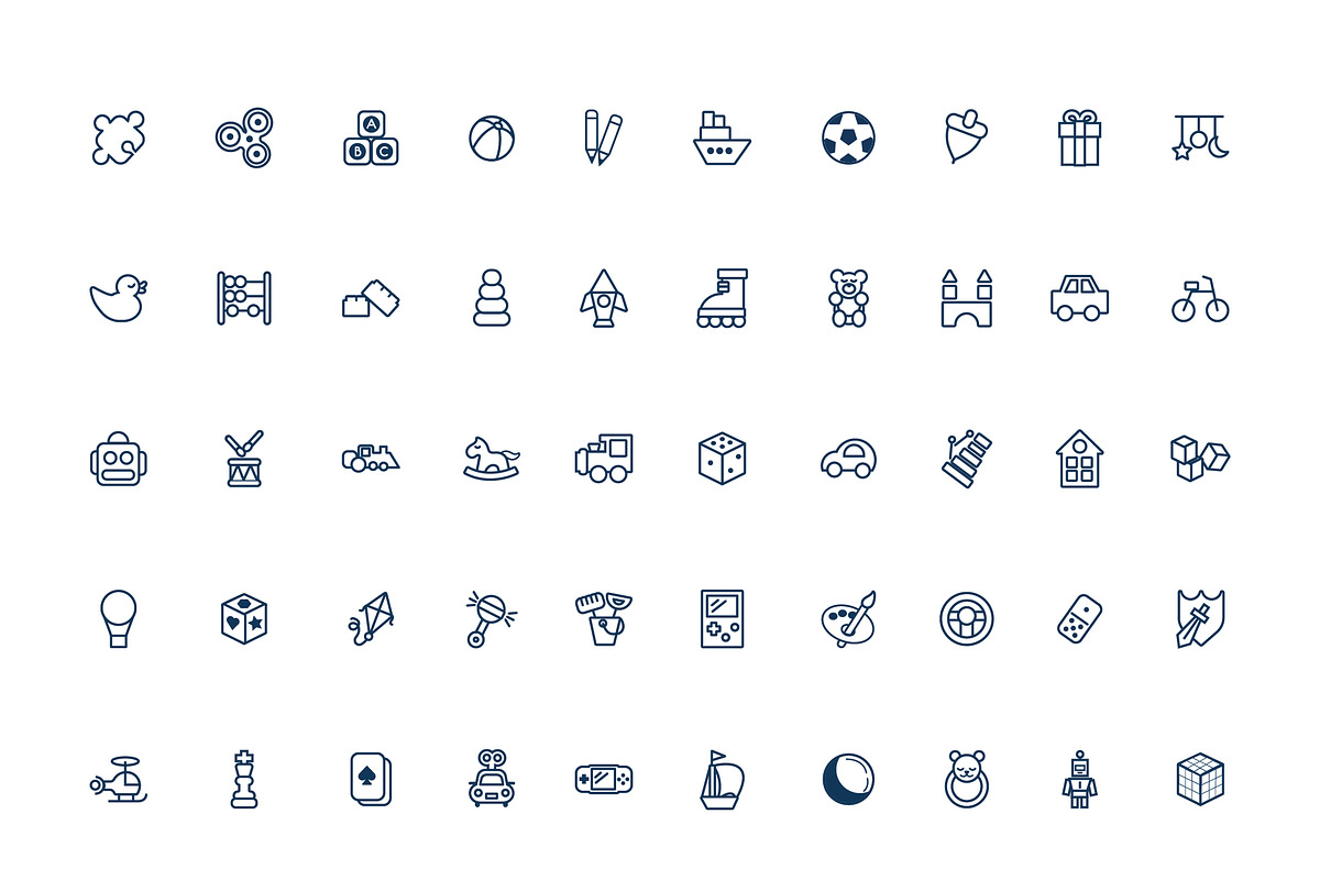 Toys Line Icon Set