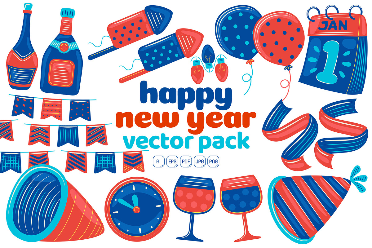 Happy New Year Vector Pack #01, an Object Graphic by MEDZ (Photo 2 of 5)