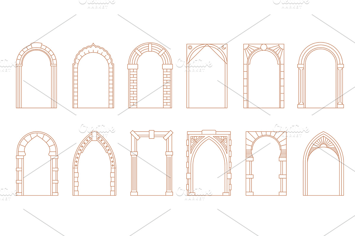 Art deco arch window, a Decorative Illustration by Vector Tradition
