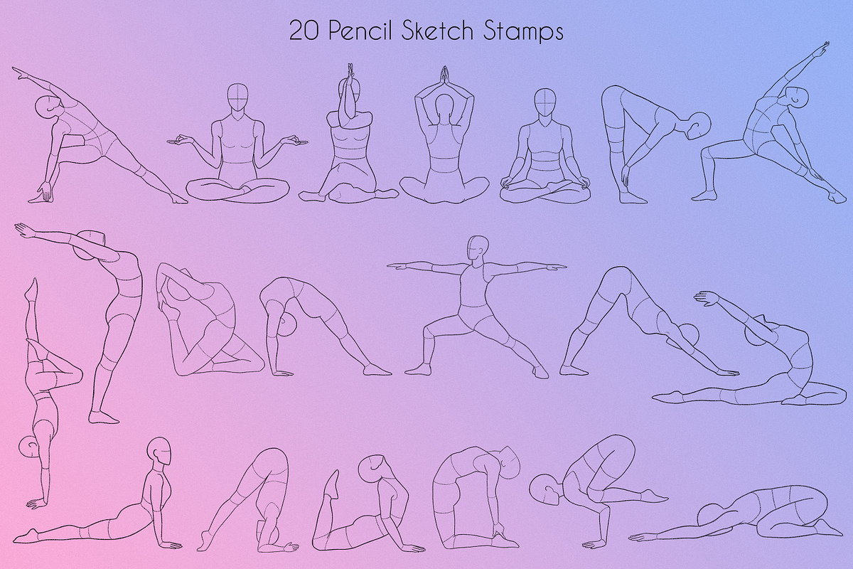 Yoga Body Poses Stamps for Procreate, a Brush Add-On by SmuffizStudio (Photo 2 of 4)