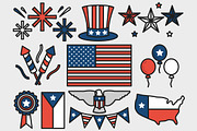 4th of July Set Outlined & Colored, an Outline Icon by DeniseUytiepo (Thumbnail 2 of 5)