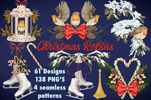 Christmas Robins watercolors