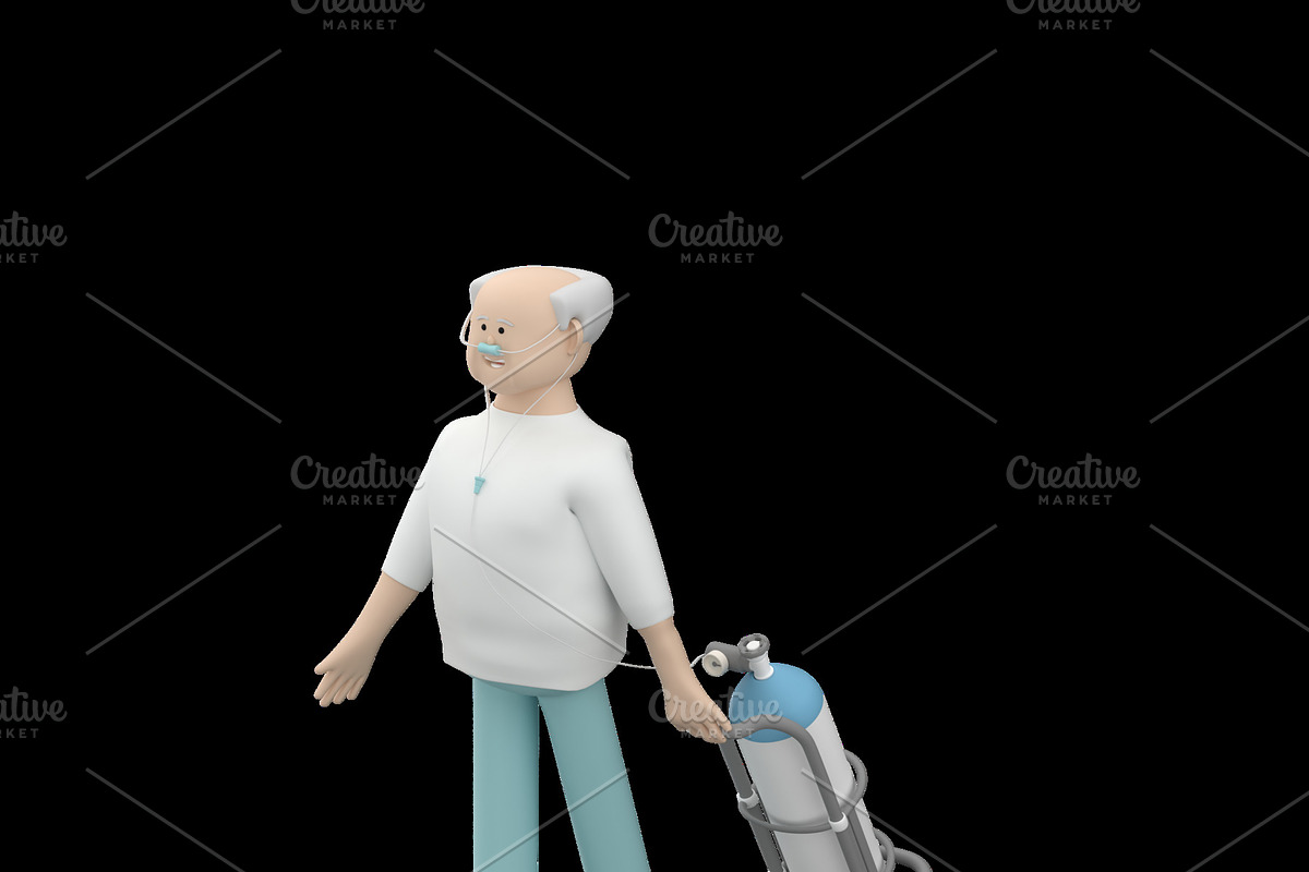 Senior male character walking, a Healthcare Illustration by Artem Varnitsin