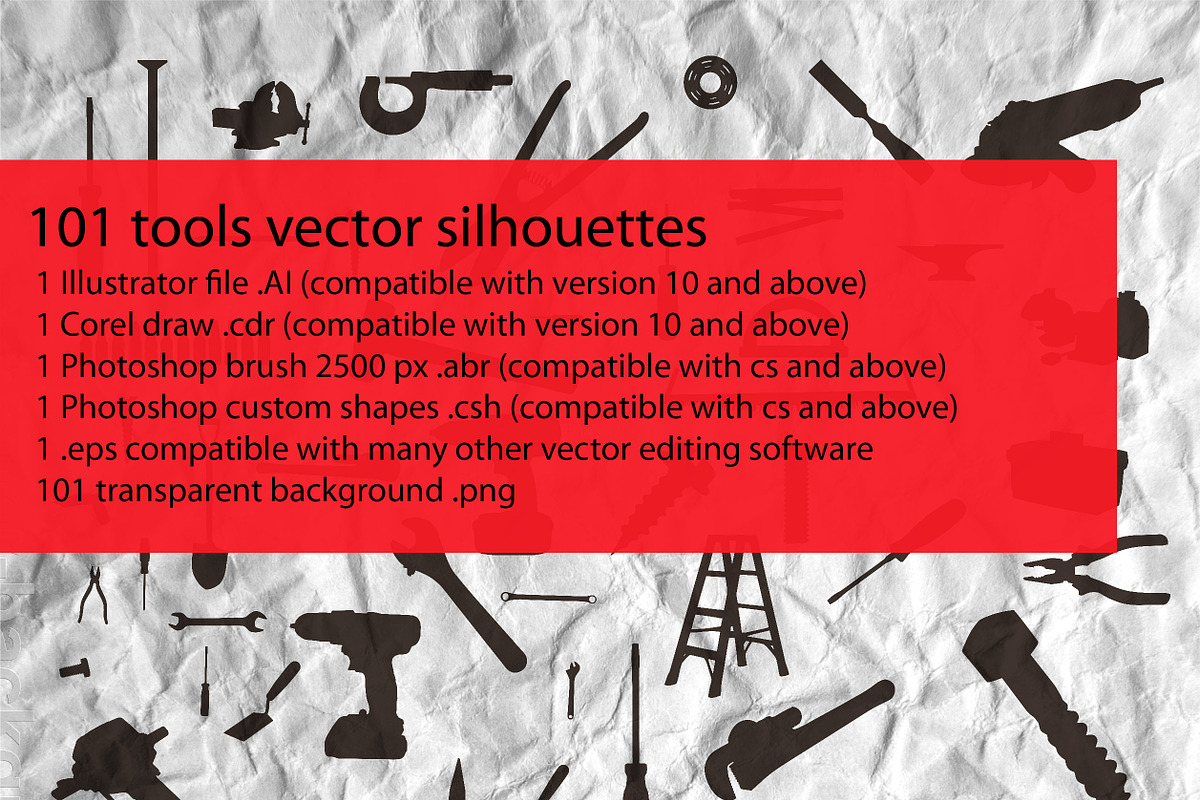 101 tools vector silhouette, an Object Graphic by DesignThor