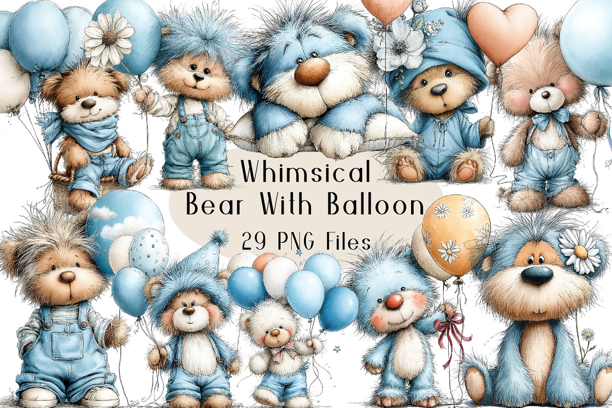 Whimsical Teddy Bear With Balloon, an Animal Illustration by Creative Art (Photo 1 of 6)