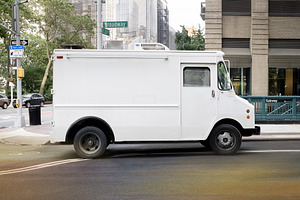 Delivery Truck Vinyl Wrap PSD Mockup