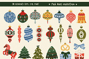 Christmas Folk Art graphic set, a Seasonal Illustration by Madiwaso (Thumbnail 4 of 13)