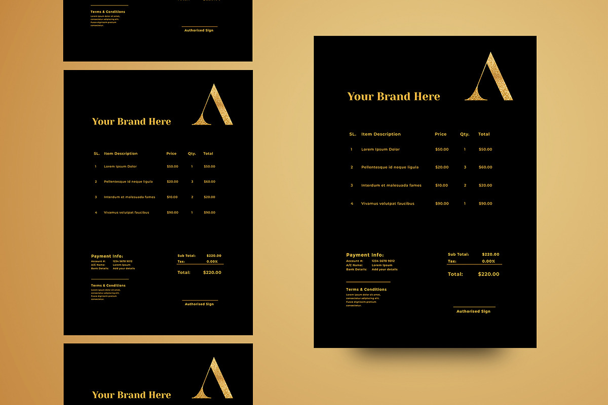GOLD STATIONERY TEMPLATE, a Stationery Template by Meknya (Photo 2 of 4)
