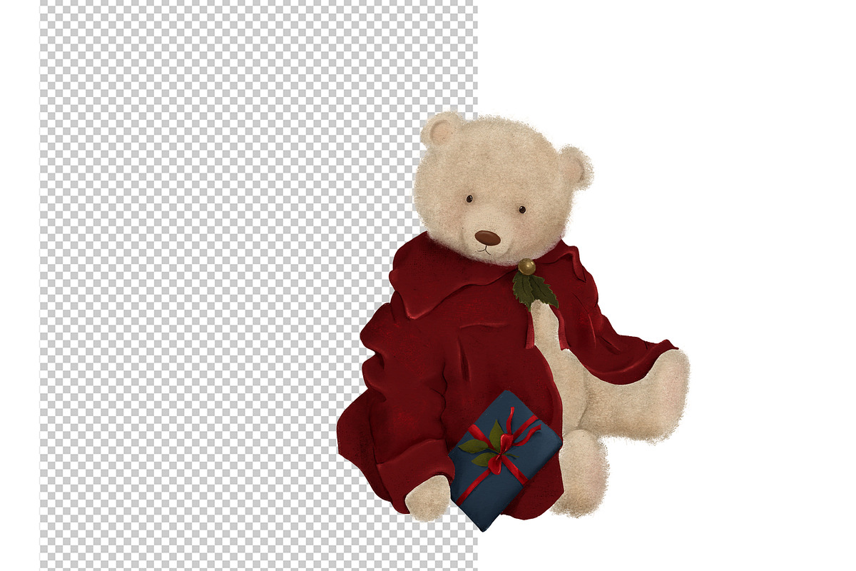 Vintage X-mas Bear clipart, an Animal Illustration by AlenaVlasko stock Market (Photo 3 of 6)
