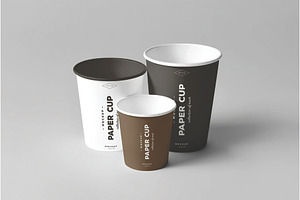Trio Set Coffee Paper Cups Mockup, a Cups & Container Mockup by DesignRushMarket