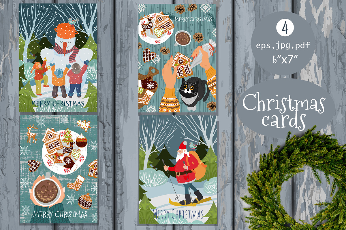 Funny Christmas cards templates, a Card Template by KupalinaArt (Photo 1 of 5)