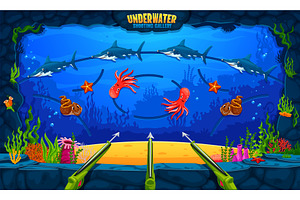 Underwater hunting shoot game, a Sport Illustration by Vector Tradition