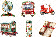 Christmas Travel Watercolour Clipart, an Illustration by Black Bird Studio (Thumbnail 2 of 6)