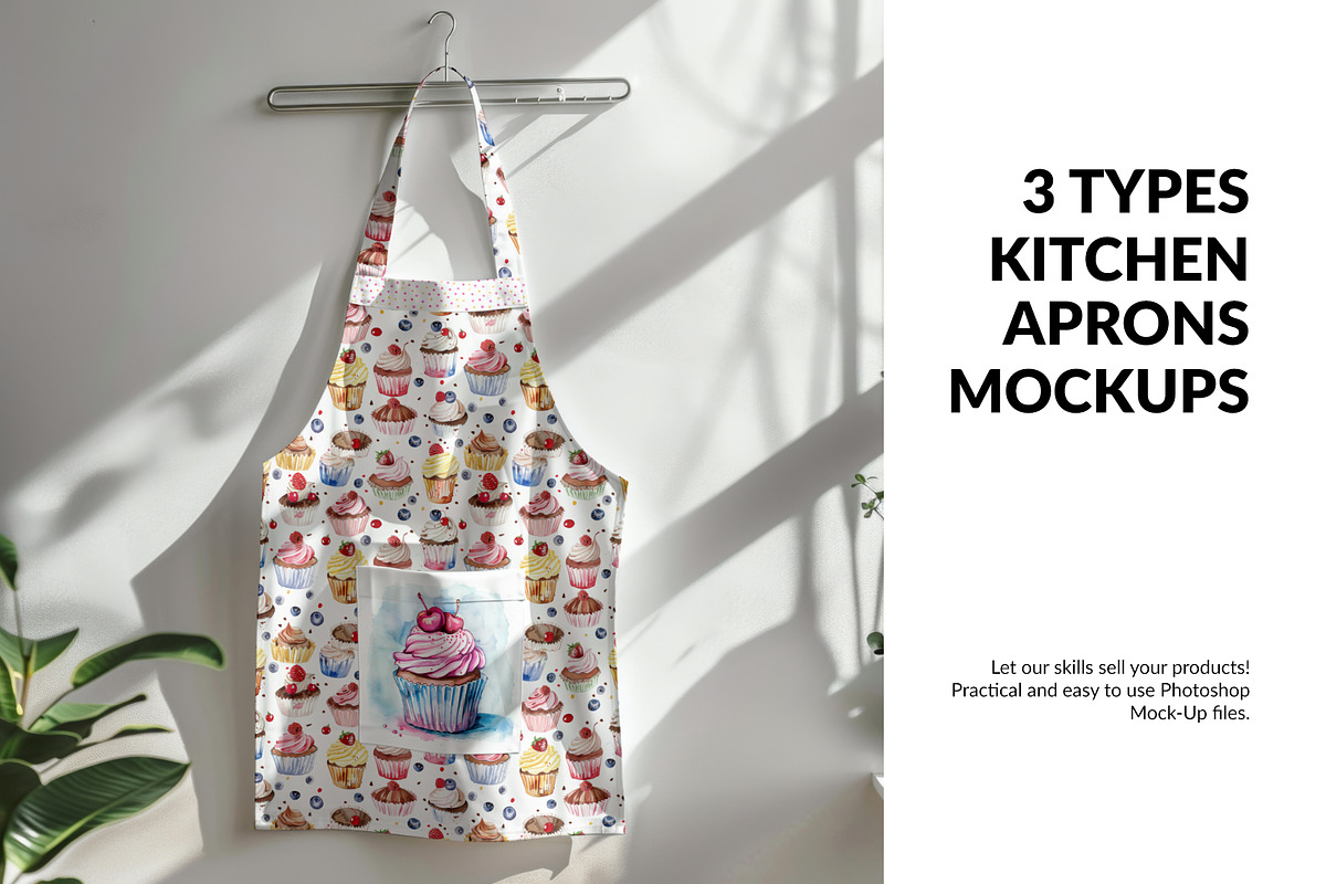 3 Types of Kitchen Apron Mockups, an Apparel Mockup by mock-ups (Photo 1 of 12)
