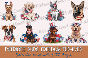 Freedom Furever Sublimation Bundle, a Seasonal Illustration by Pet Cave
