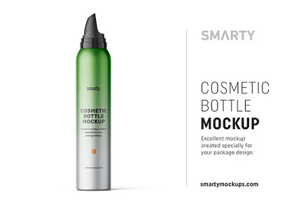 Metallic cosmetic bottle mockup