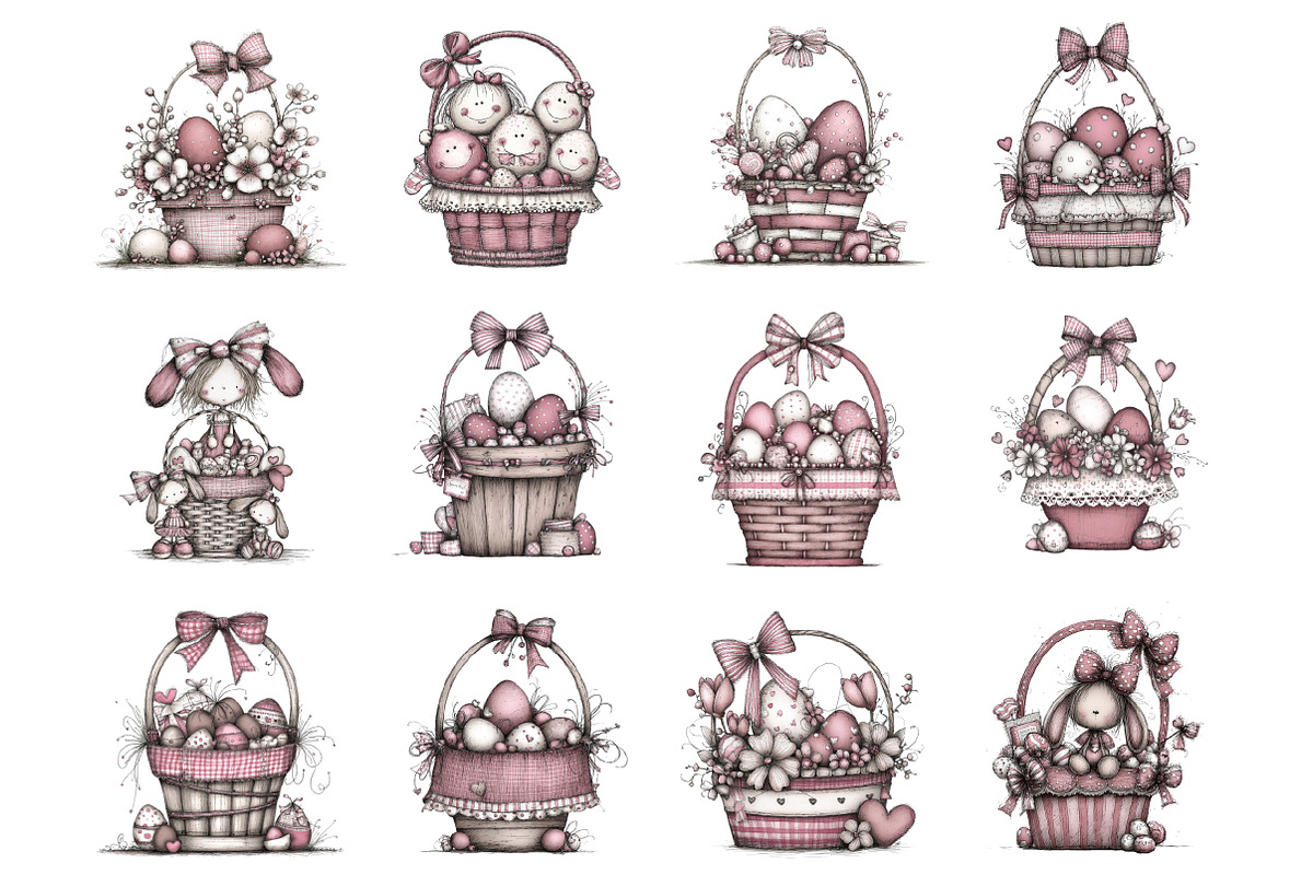 Easter Basket Clipart Set, an Illustration by Design Market (Photo 3 of 3)