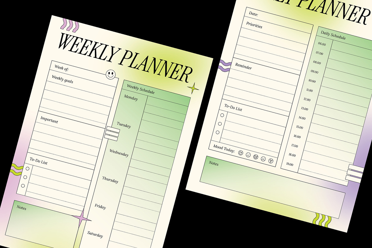 Classic Y2K Daily Weekly Planner, a Stationery Template by Neermana (Photo 4 of 4)