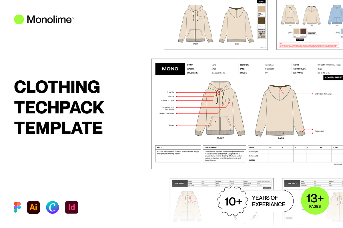 Clothing Techpack Template, a Presentation Template by Monolime (Photo 1 of 5)