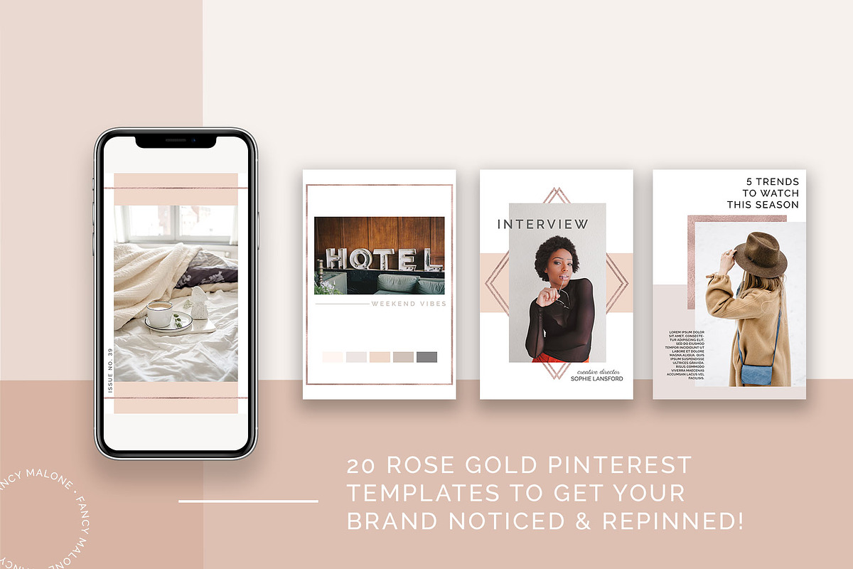 Rose Gold Social Media Bundle Canva, a Social Media Template by Fancy Malone (Photo 4 of 12)