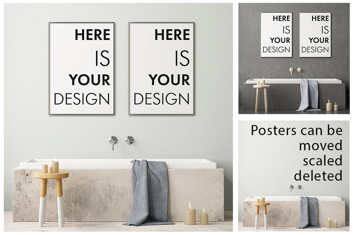Mockup posters in the bathroom part1, a Print Template by FilL239 (Photo 1 of 11)