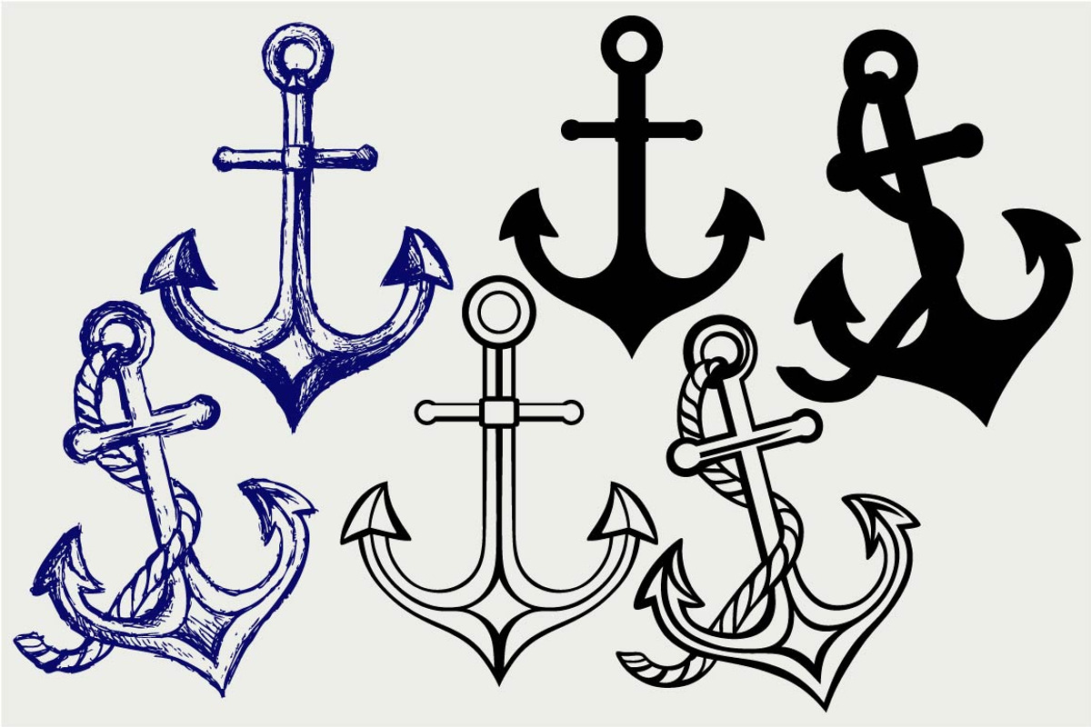 Anchor with rope SVG, an Outline Icon by LineworkStock