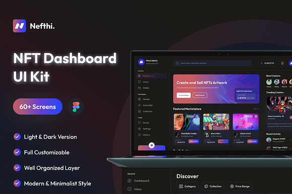 Nefthi - NFT Dashboard UI Kit preview 4