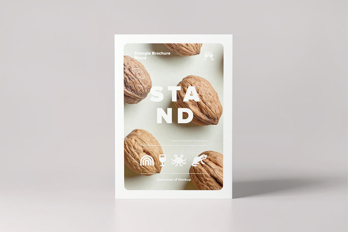 Triangle A5 Brochure Stand Mock-up, an Advertising Mockup by zippypixelstudio (Photo 2 of 10)