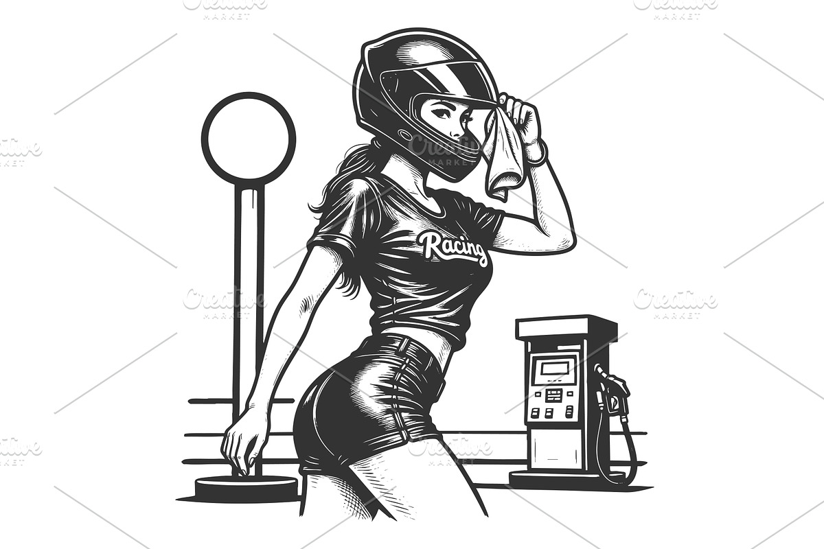 Smiling woman in racing outfit at, a Person Illustration by AlexArt