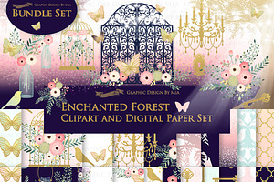 Enchanted Forest Clipart Pattern Set