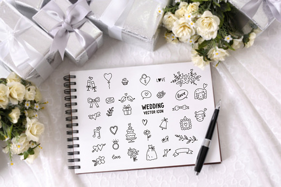 Vector Set Of Sketch Weddings Icons