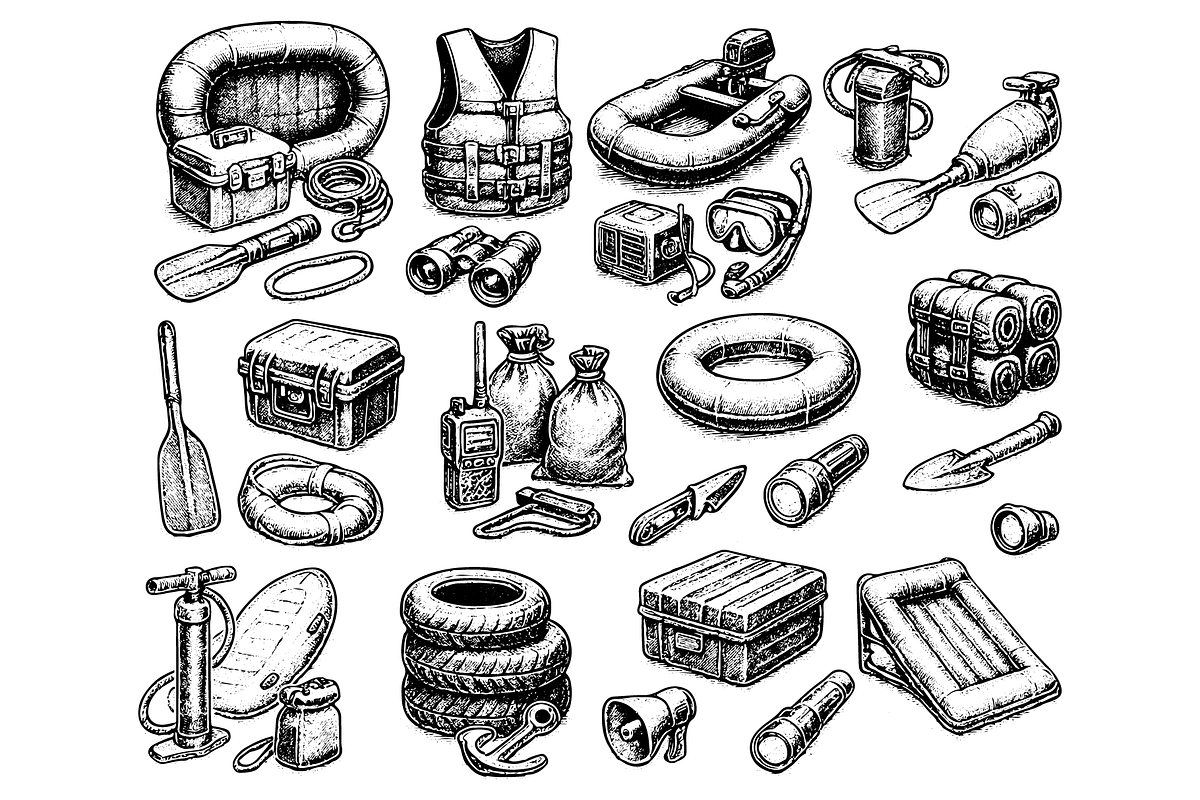 Vintage Rescue Gear Icons Set, an Object Graphic by RT Studio (Photo 3 of 4)