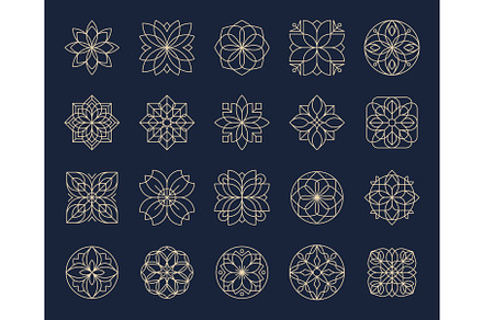 Outline ornate flower icons