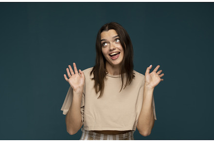 Attractive excited young girl, a Person Photo by volodymyrshtun13795